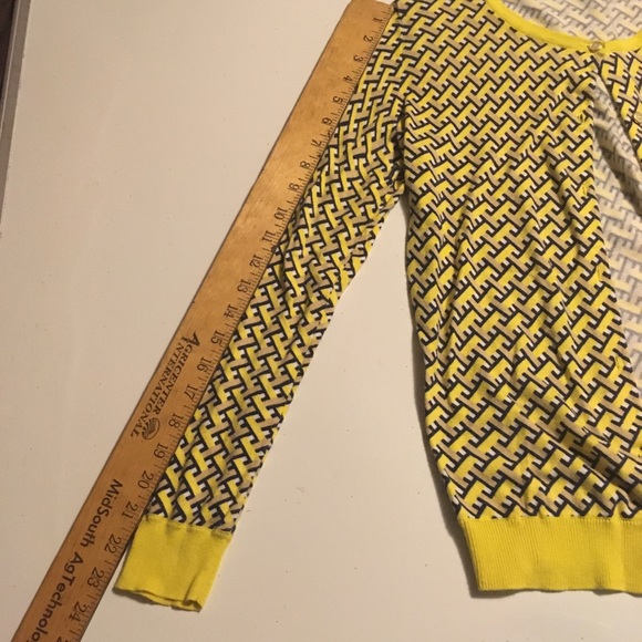 Jones New York S yellow black tan cardigan - Picture 8 of 8